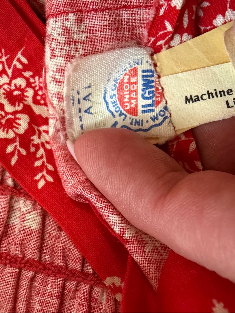 VTG 100% Cotton Union Tag Red/White Boho Cottagecore Midi Sundress S M sz 7-8 - Picture 9 of 10